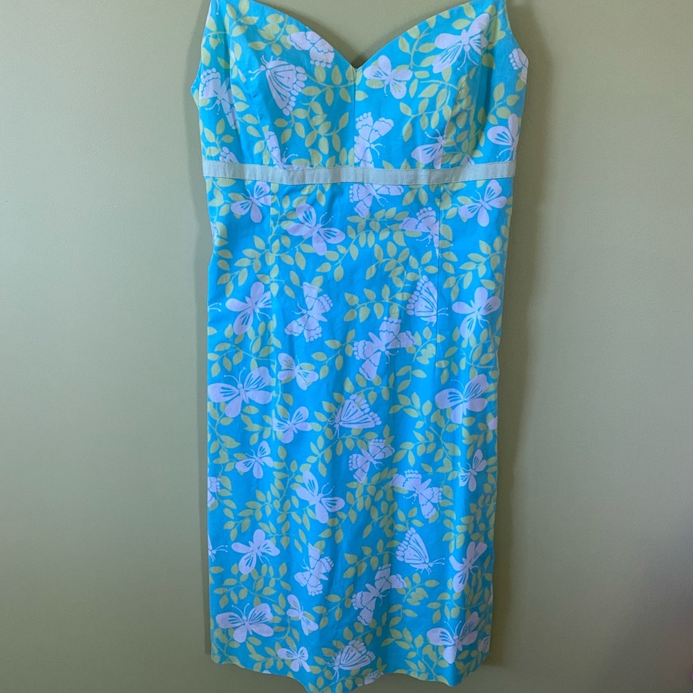 Lilly Pulitzer Blue, Yellow & Pink Floral Strapless Dress